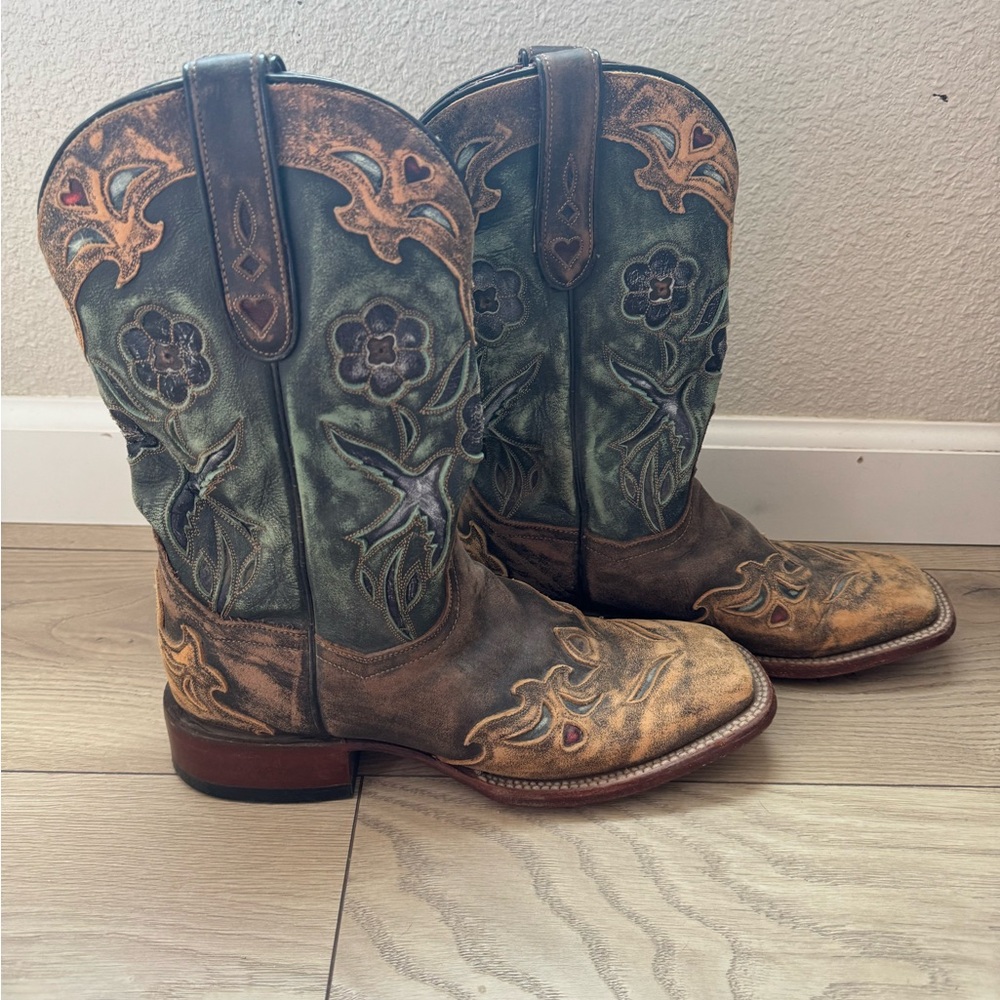 Dan Post Green and Brown Heeled Boots